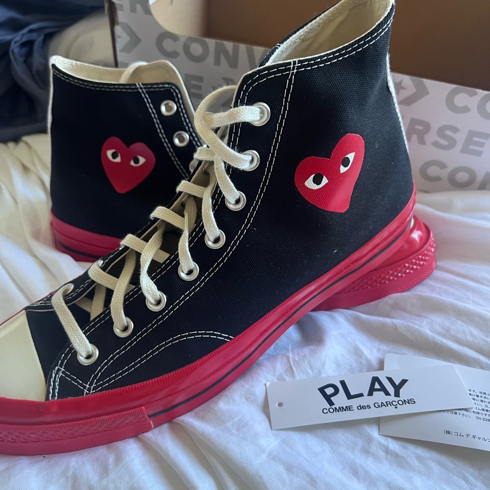 Converse x Comme des Garçons Unisex Limited Release Blk & Red High-Top Sneakers